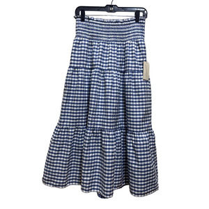 Blue and White Gingham Maxi Skirt